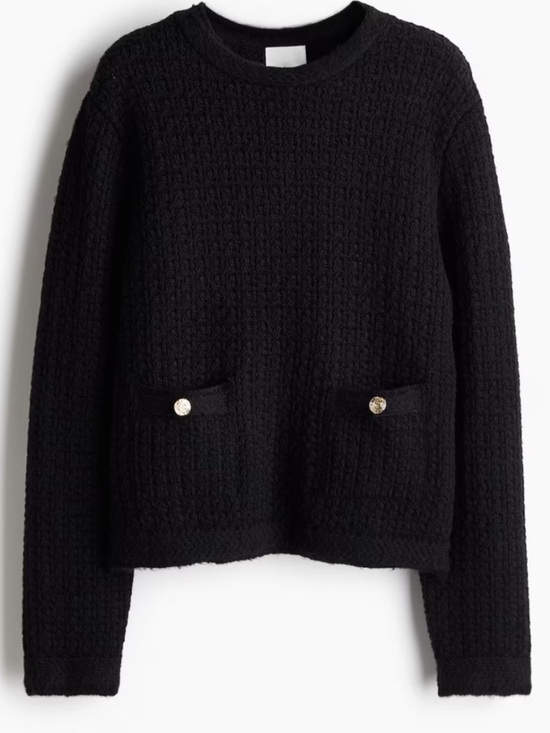 H&M Sweaters - H&M NEW Women's Large Pointelle-Knit Sweater in black.